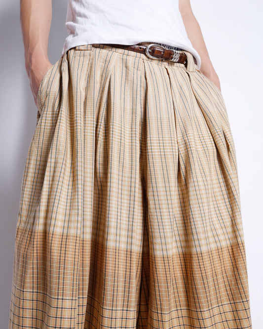 vintage check pleats jumbo bermuda shorts