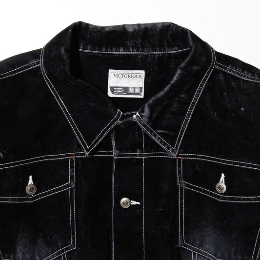 vintage ribbed flock trucker jacket