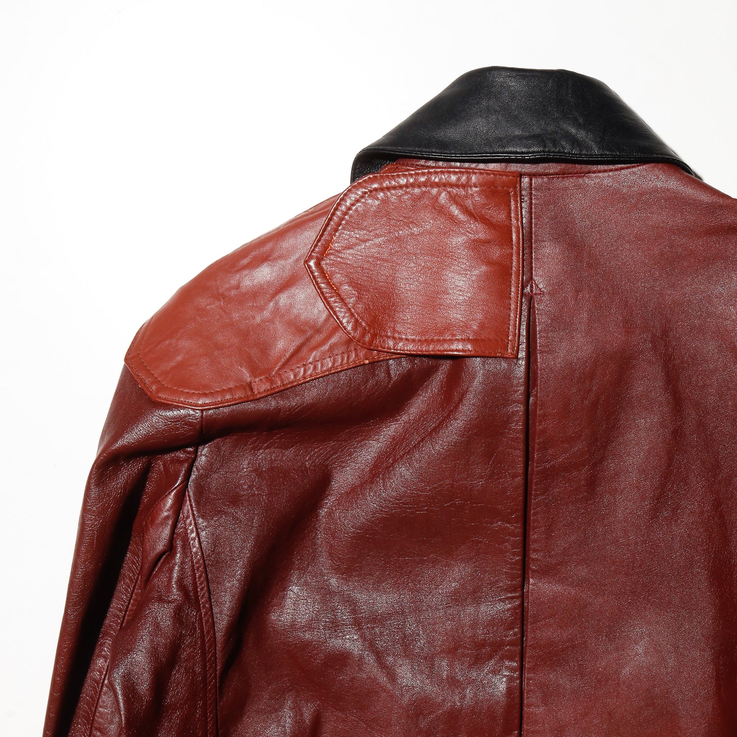 vintage euro combo collar leather trucker jacket