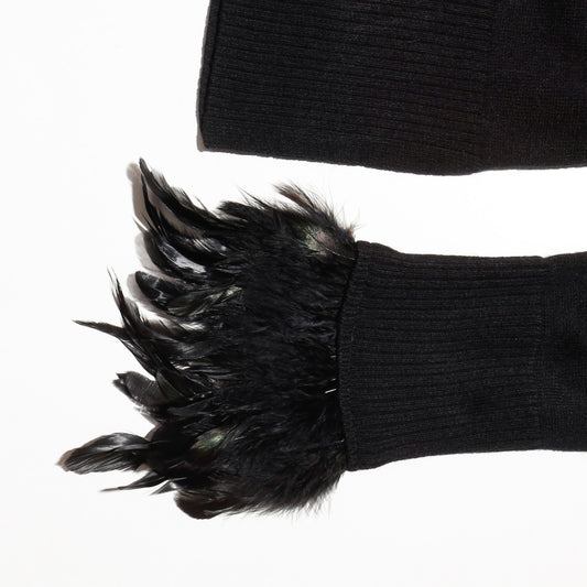 vintage feather cuffs ring decollete sweater