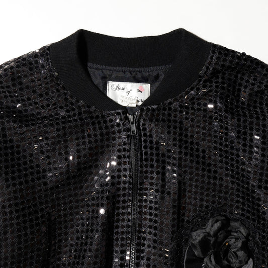 vintage 80's rose corsage shinny bomber jacket