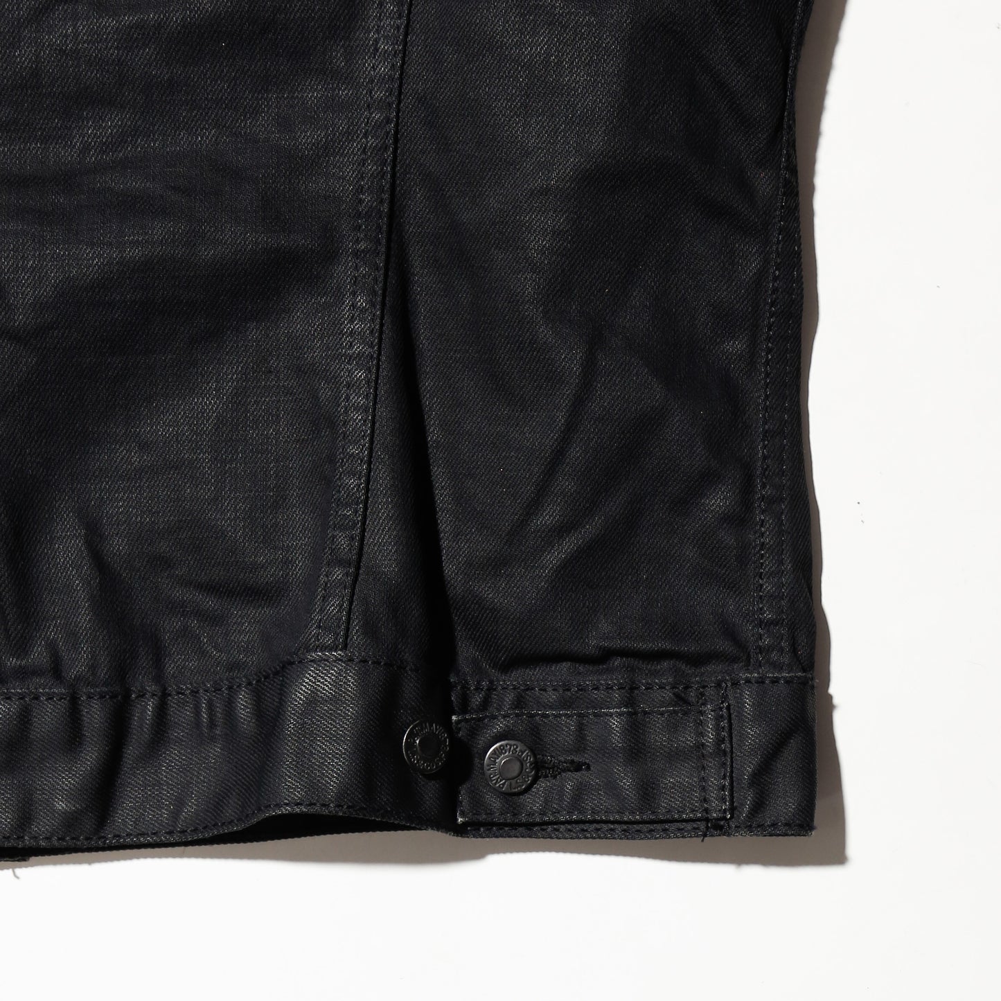 *one-off fringe zipped luster trucker jacket