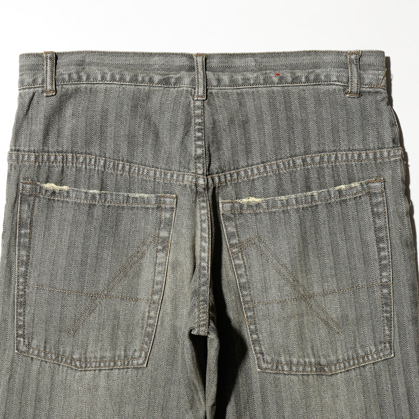 *one-off repaired herringbone jeans
