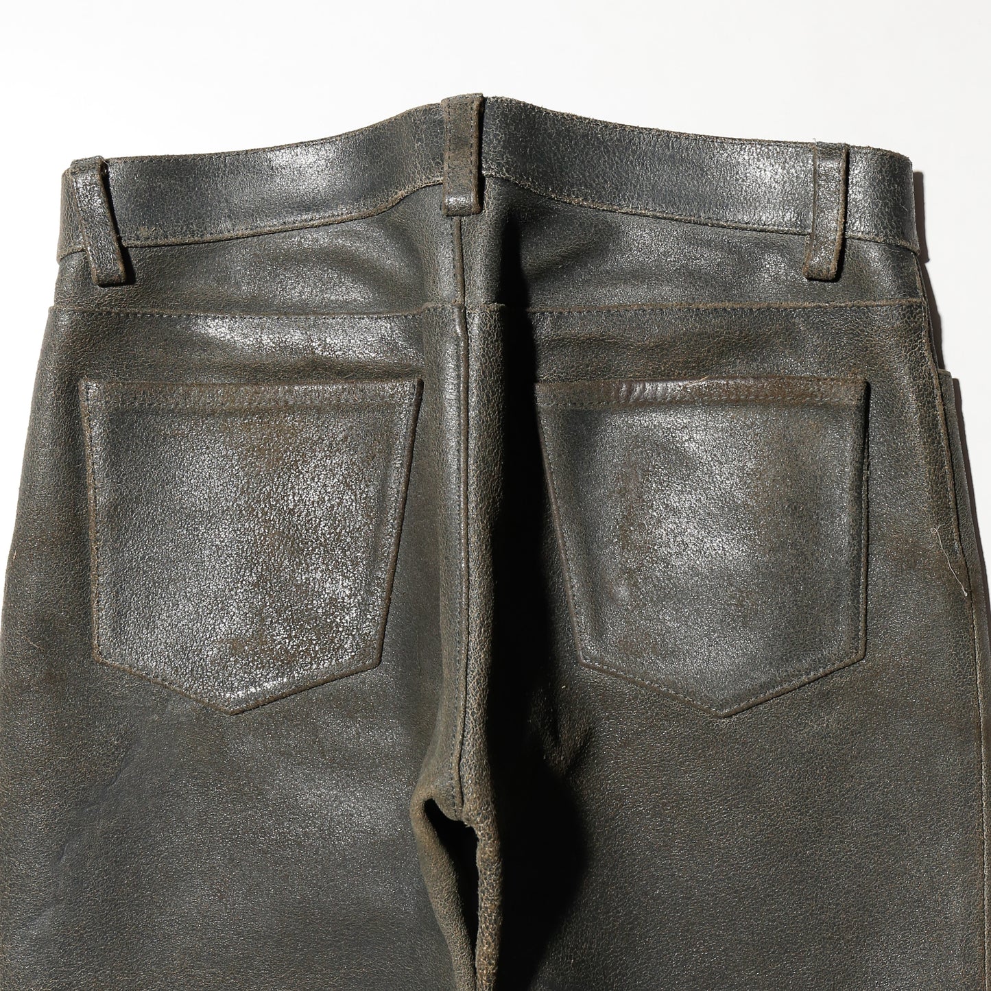 vintage distressed leather 5p trousers
