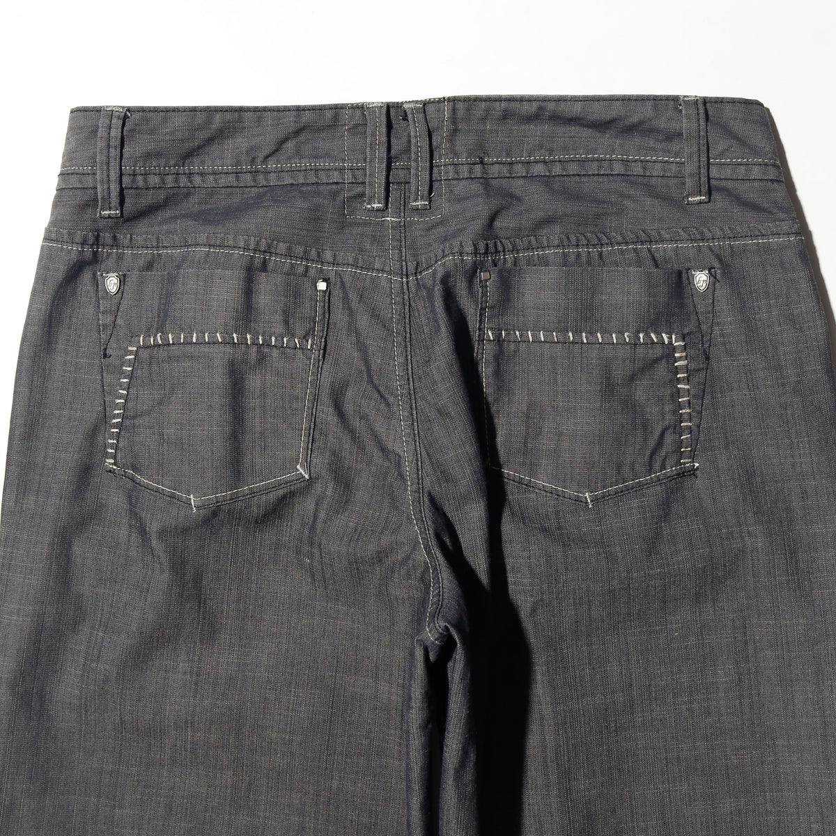 vintage low rise whipstitched wide trousers
