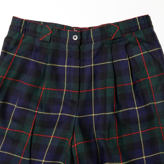 vintage tartan check wide shorts