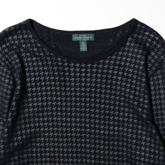 vintage lrl lauren jeans houndstooth elbow patch sweater