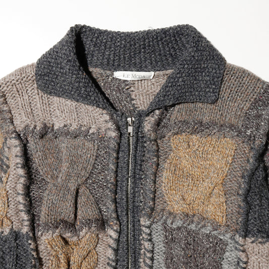 vintage patchwork fisherman knit jacket