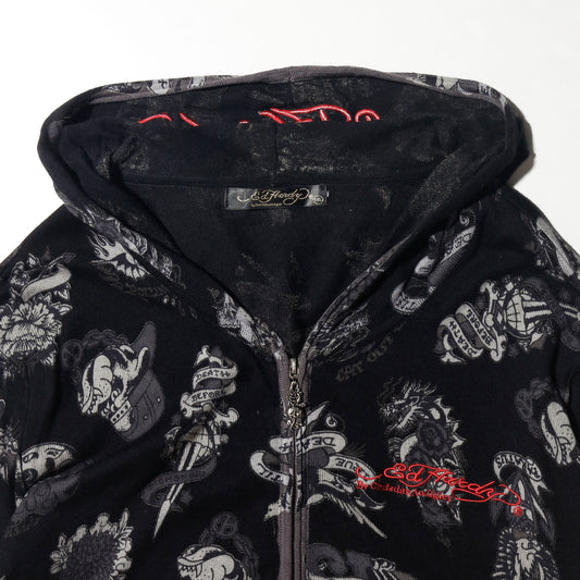 vintage ed hardy tatoo all over print hoodie