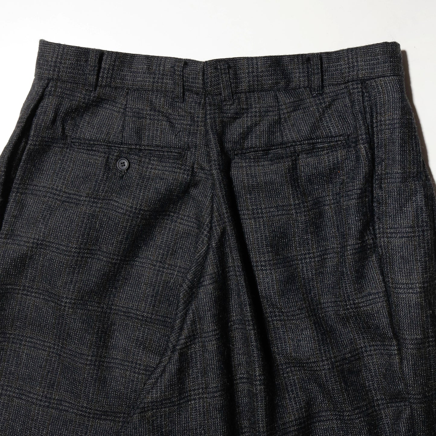 vintage check wool tucked wide slacks