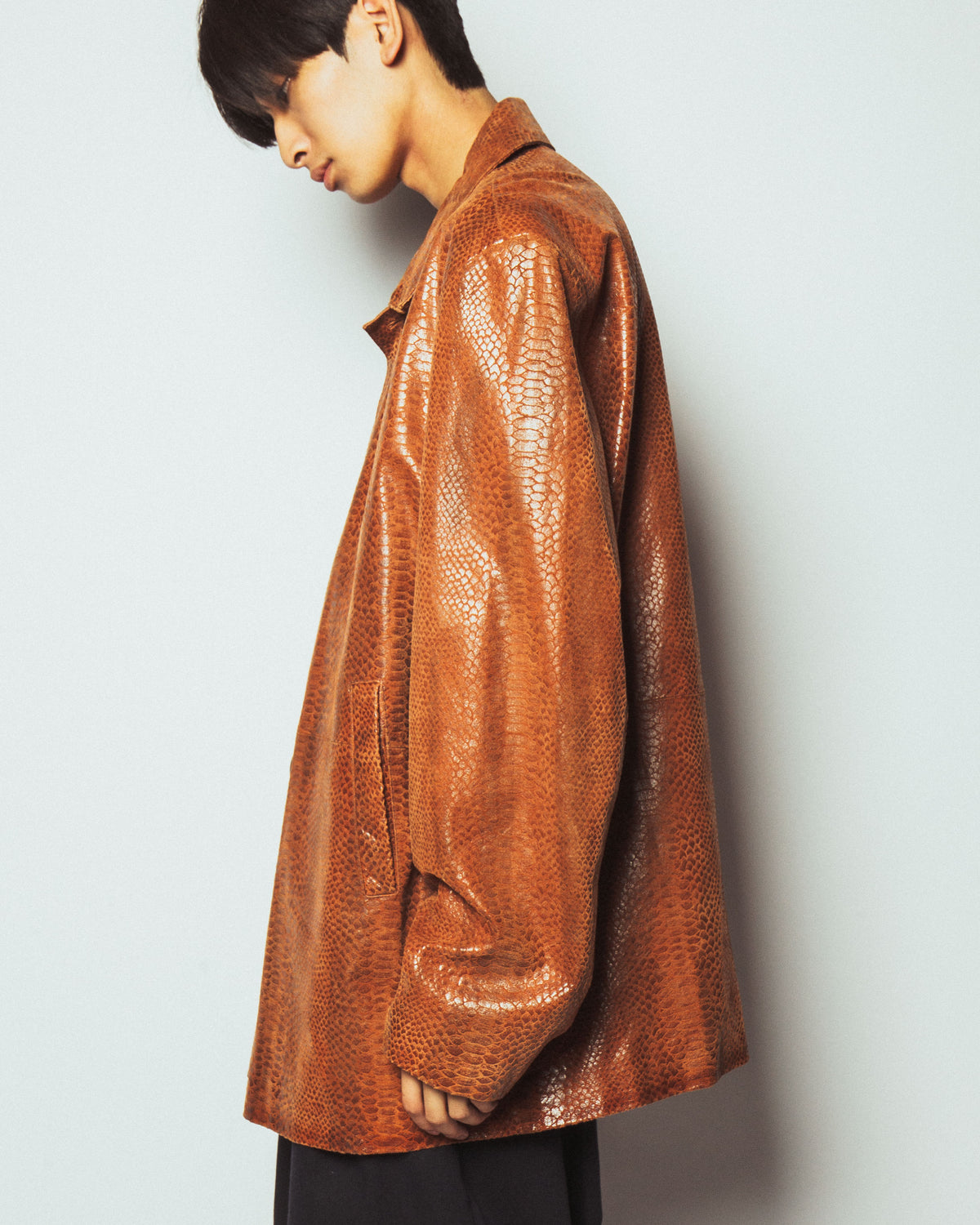 vintage faux python leather coat