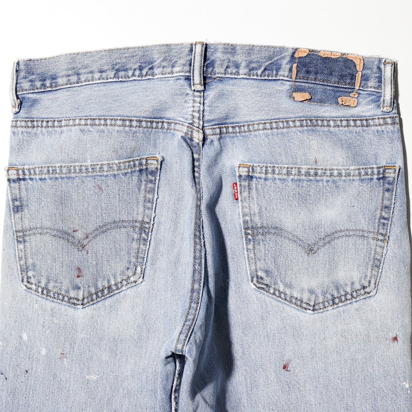 *one-off levi's repaired straight jeans