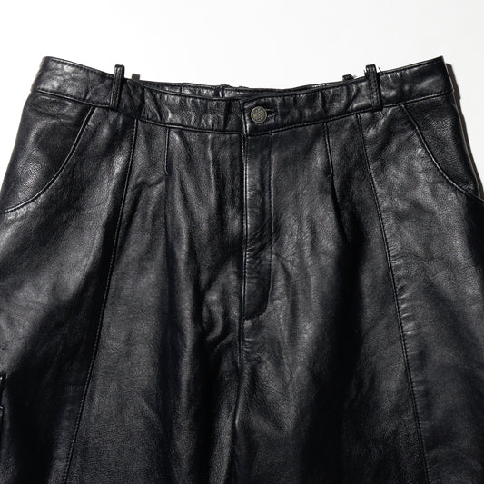 vintage leather wide cargo shorts