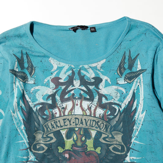 vintage 00's harley-davidson bijou tribal tatoo l/s