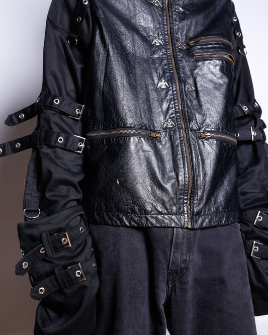vintage bondage sleeve leather jacket