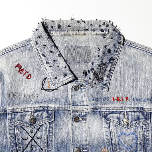 vintage hand stitched trucker jacket