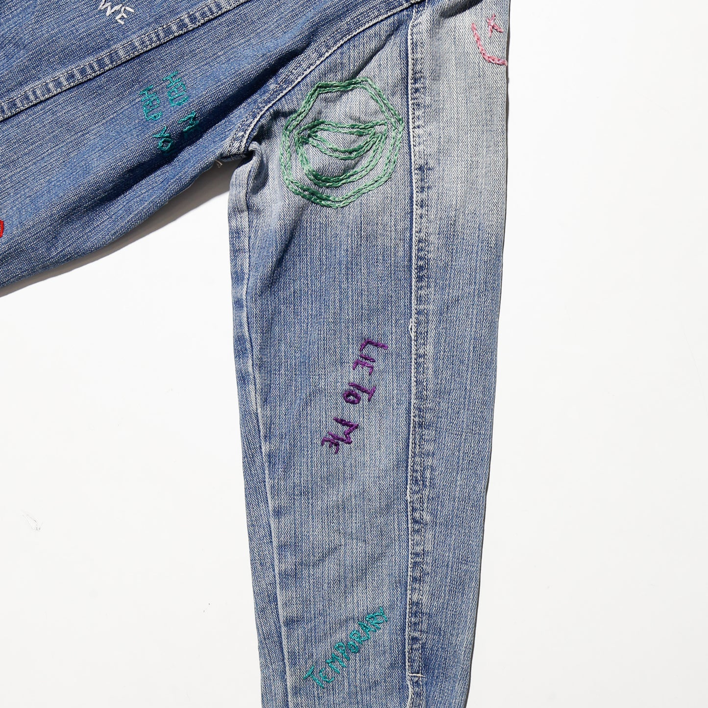 vintage hand stitched trucker jacket