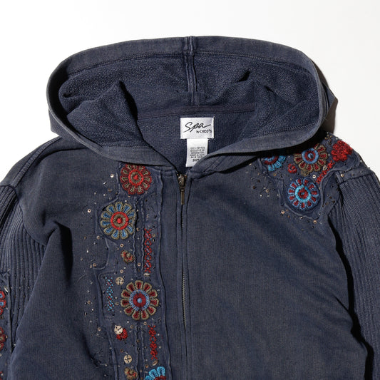 vintage chicos broderie zip hoodie