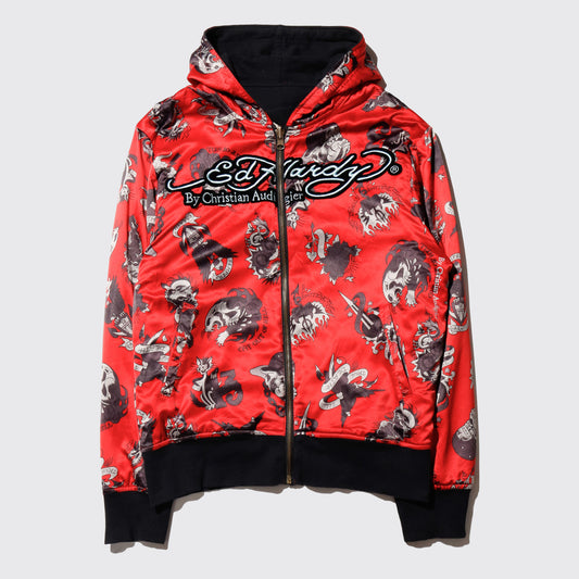 vintage ed hardy tatoo reversible hoodie