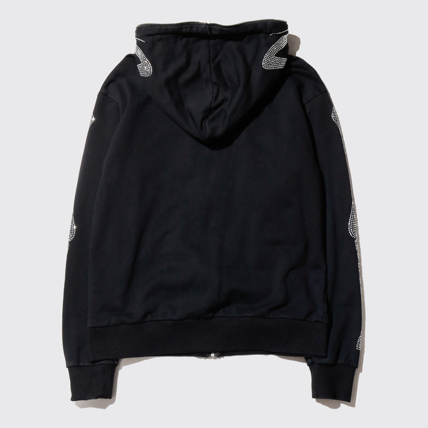 vintage skelton butterfly mask rhinestone hoodie