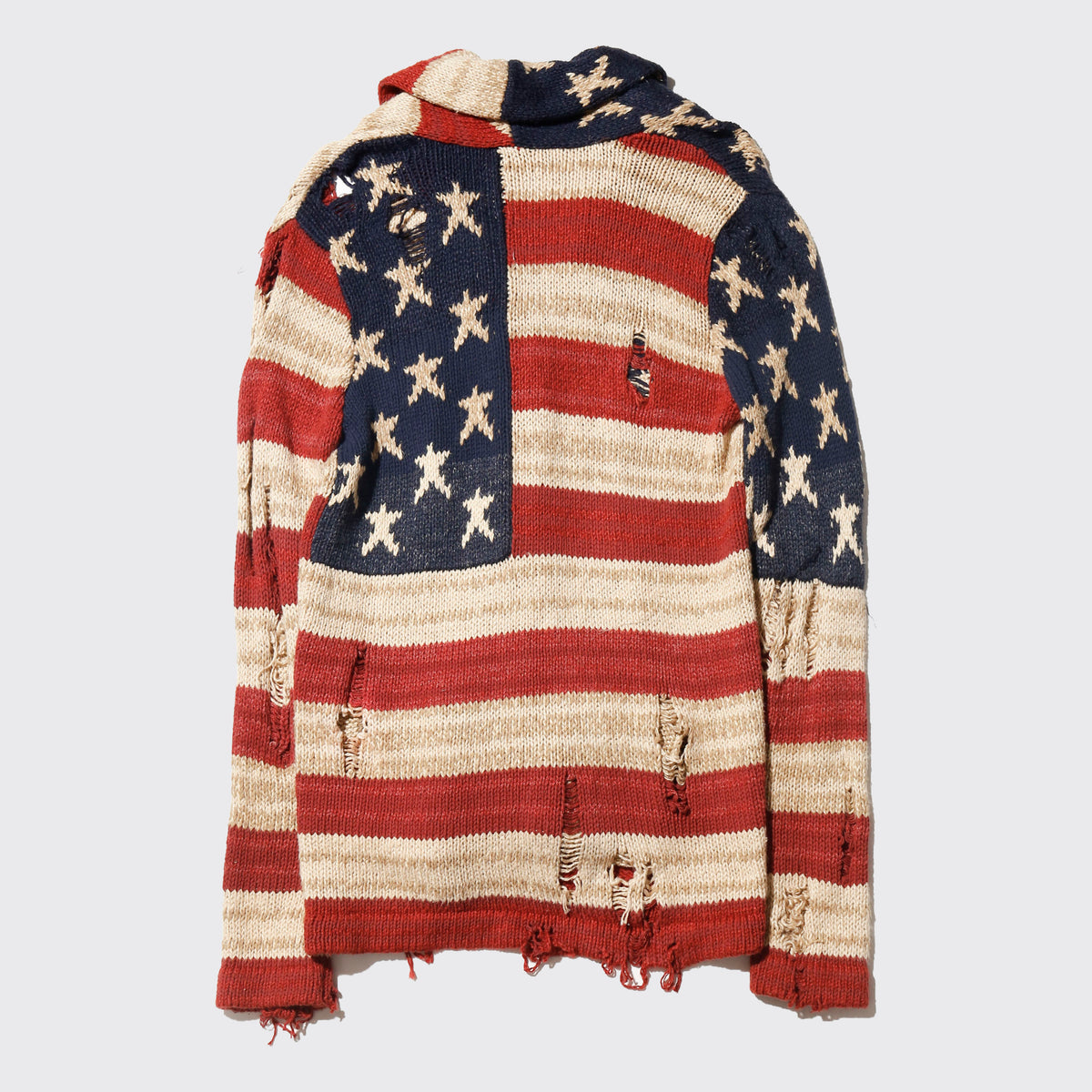 *one-off polo ralph lauren broken star and stripe cardigan, with copper badge