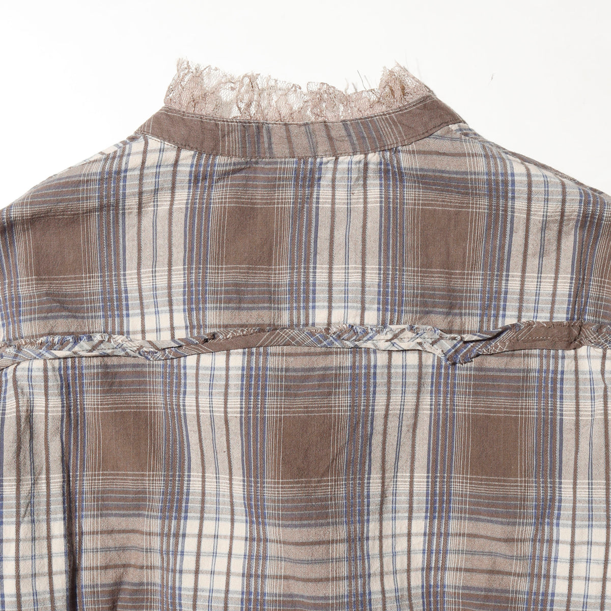 vintage cropped ruffle check blouse