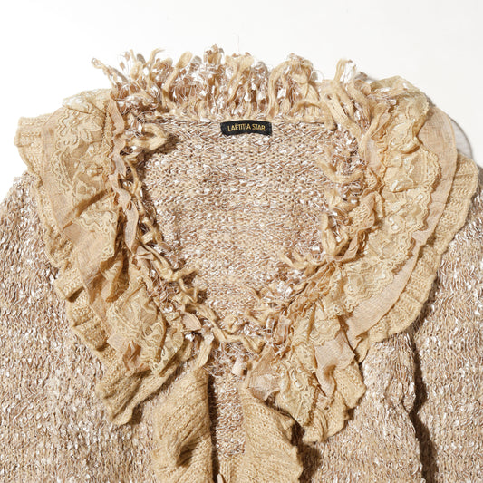 vintage ruffle dress knit cardigan