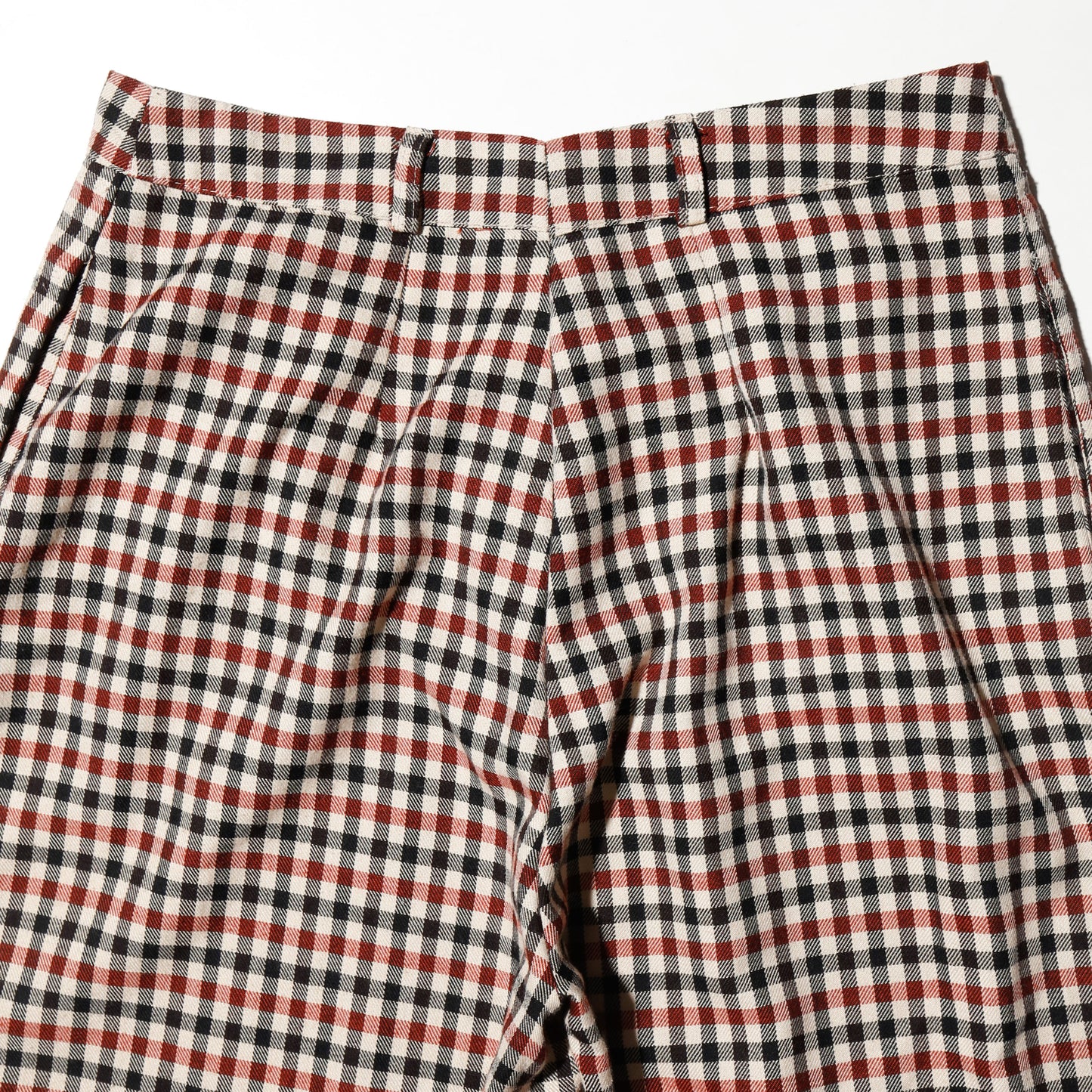 vintage check tucked wide slacks