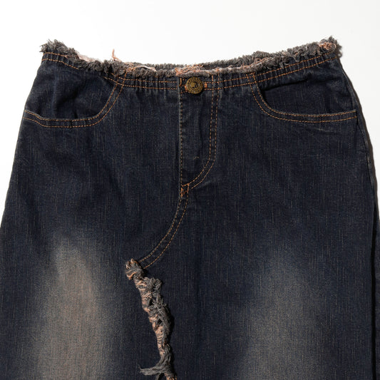 vintage distressed denim skirt
