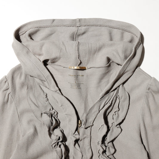 vintage frilled thermal zip hoodie