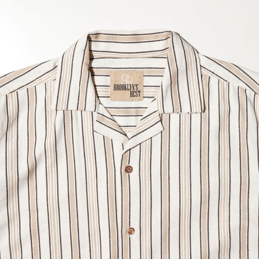 vintage dobby stripe open collar h/s shirt