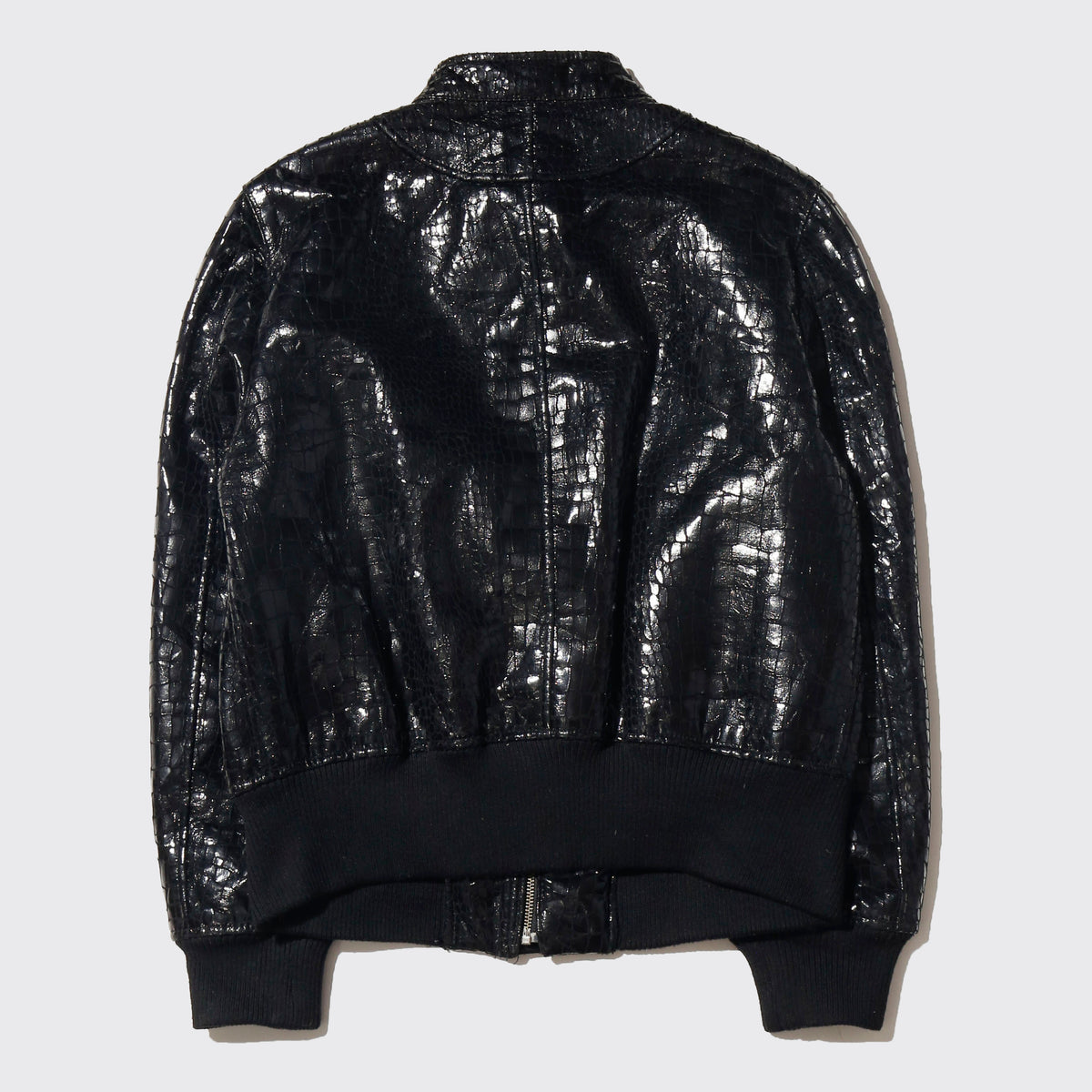 vintage sean john croc riding jacket, with fux fur liner