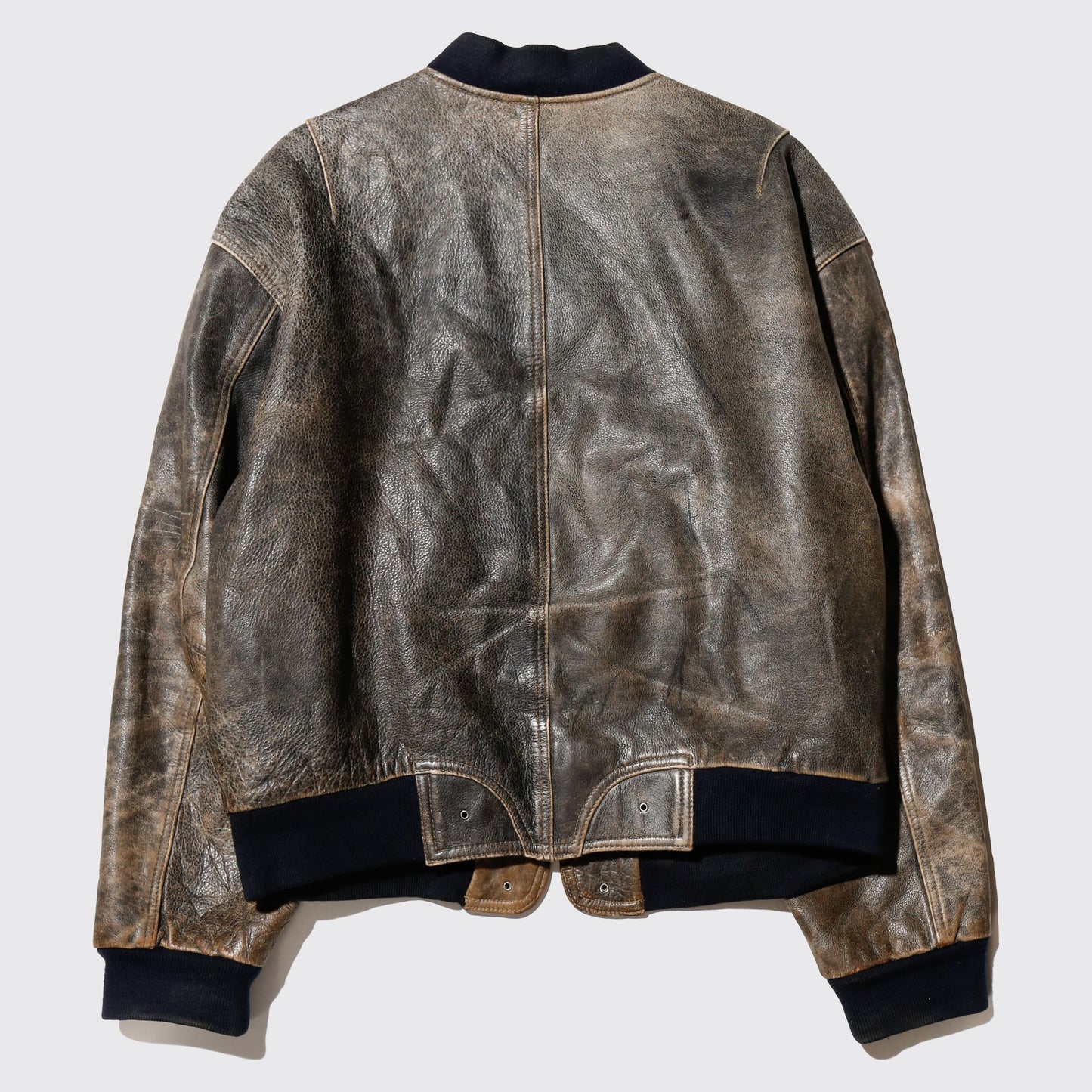 vintage fadded leather bomber jacket