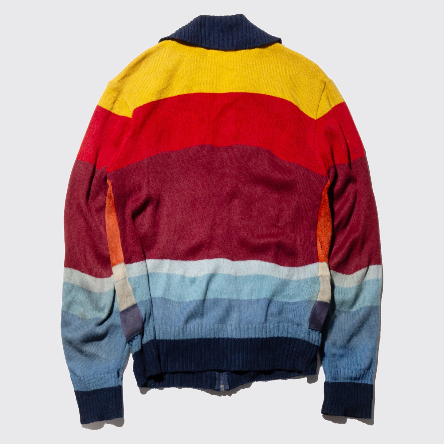 Vintage 70's craft leather combi knit jacket by Reese Tsukamoto