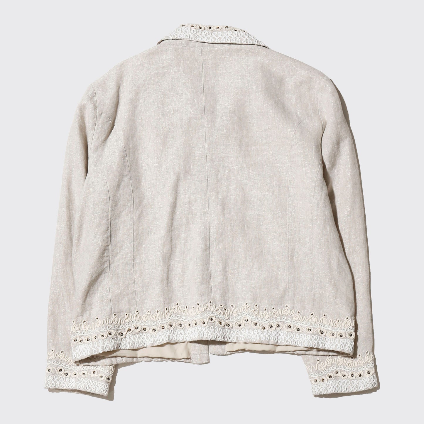 vintage chico's broderied linen jacket