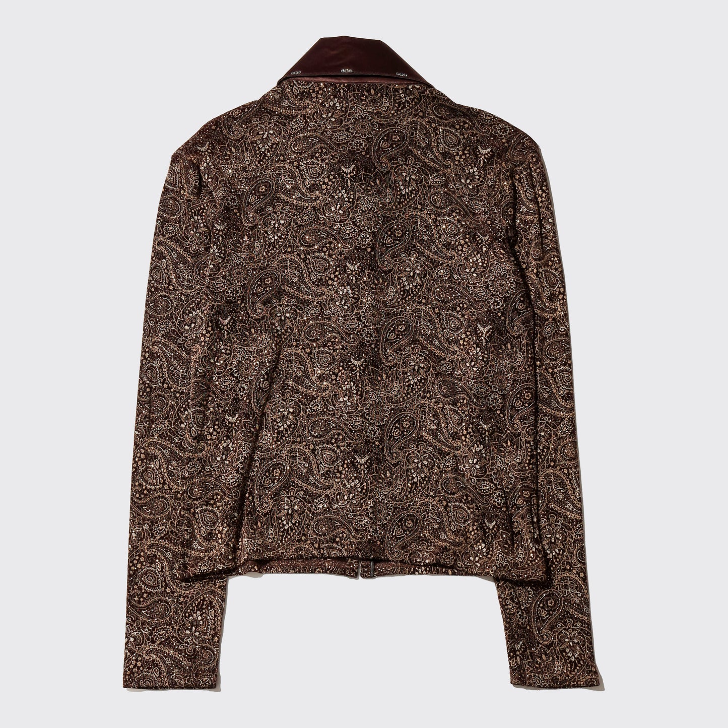 vintage switched collar shinny paisley jacket