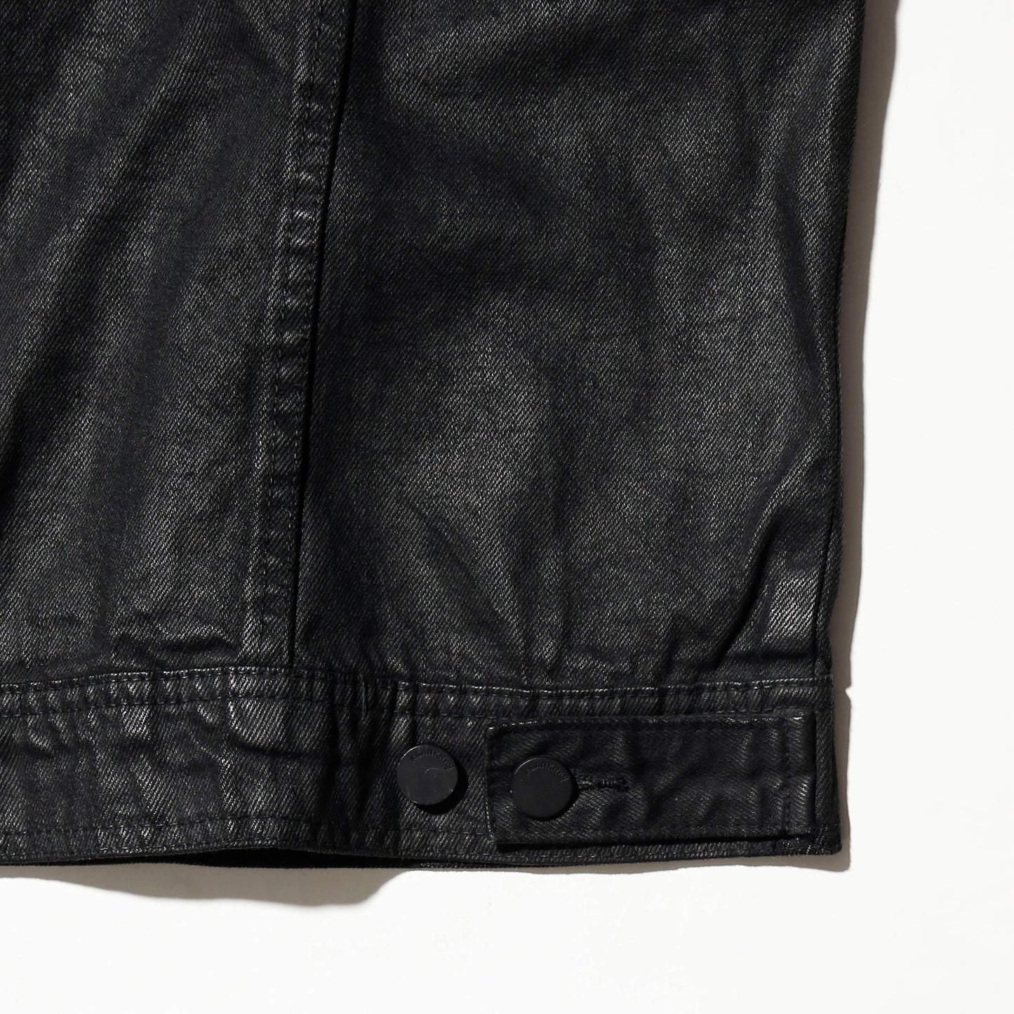 *one-off fringe zipped luster trucker jacket