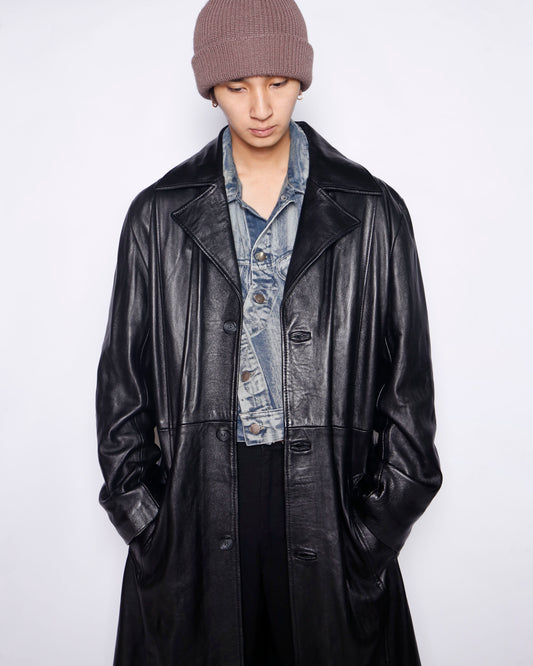 vintage iceberg super long leather coat