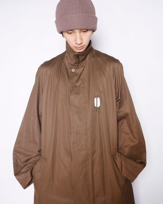 vintage perry ellis traveler long coat, with dogtag pins