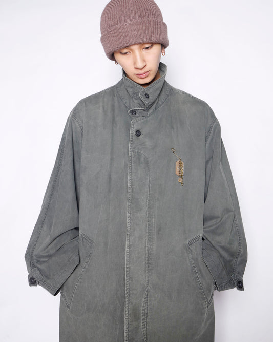 vintage euro chester field coat, with dogtag pins