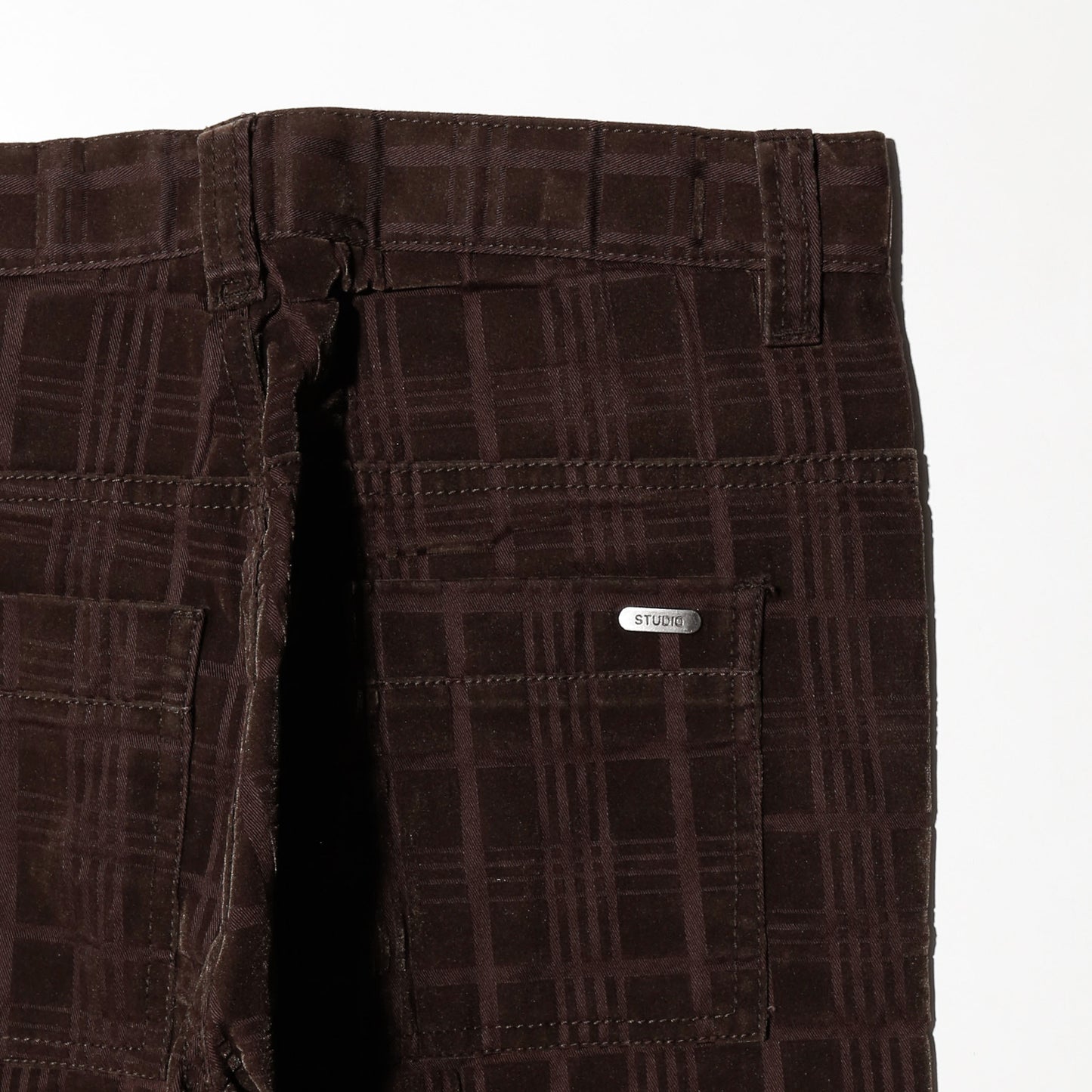 vintage flocky check flare trousers