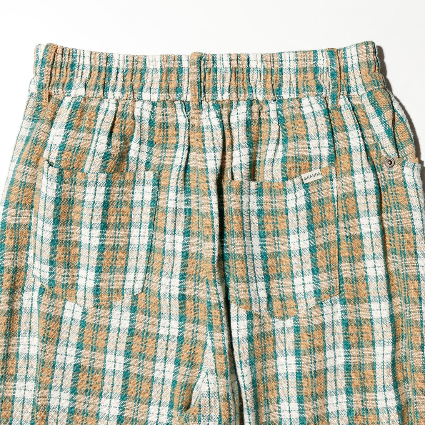 vintage check linen wide slacks