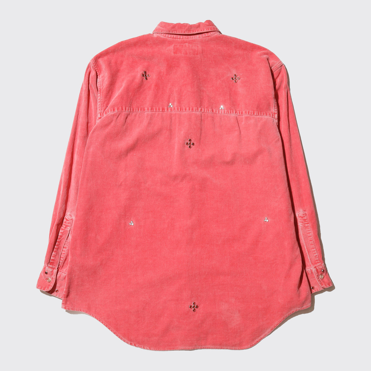 *one-off cross crystal studs corduroy shirt