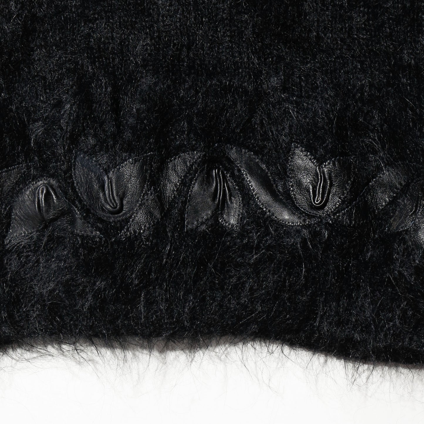 vintage floral leather applique mohair cardigan