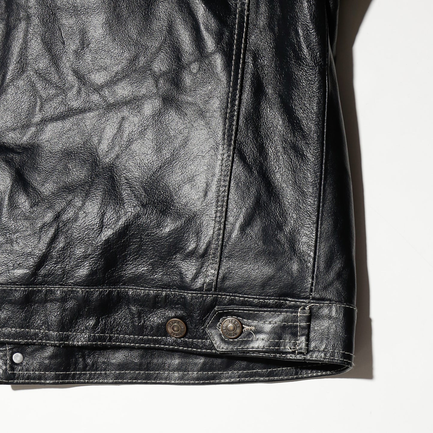 vintage euro stitched leather trucker jacket