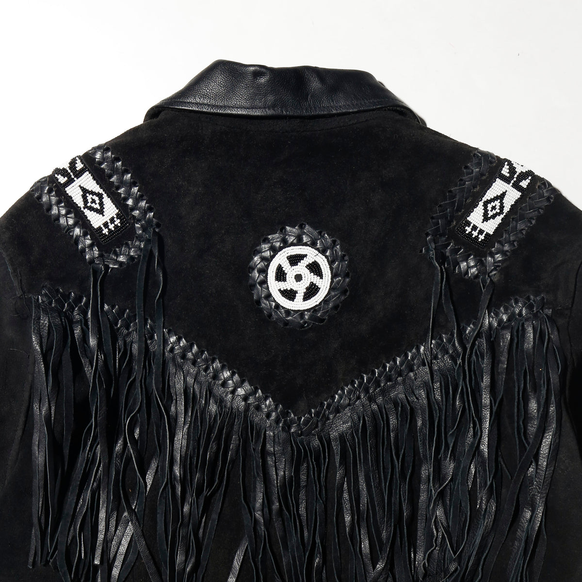 vintage 70's ashy folklore fringe leather jacket
