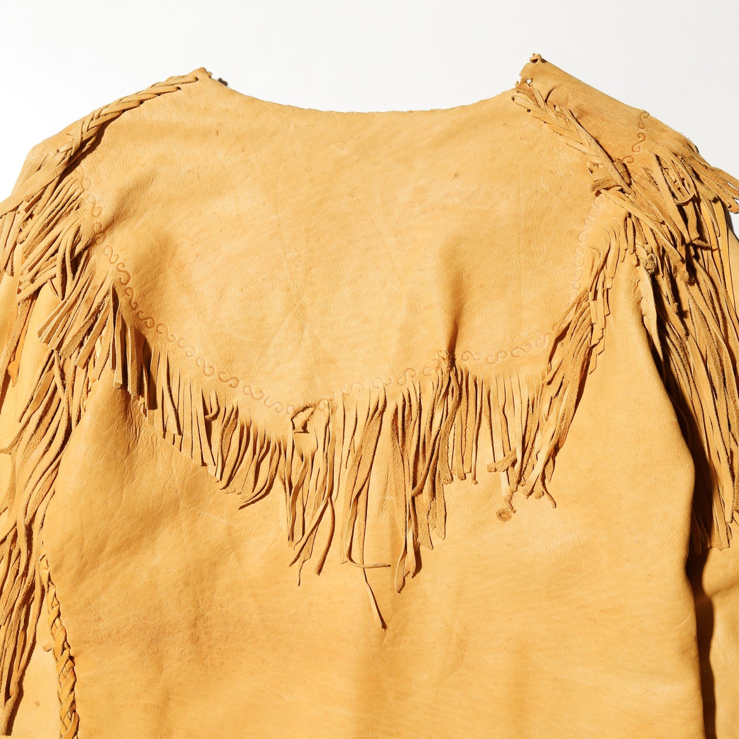 vintage 60-70's folklore fringe leather tunic pullover