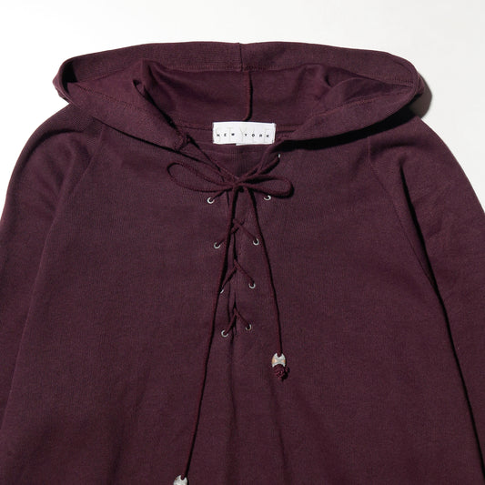 vintage 90's wine lace up hoodie