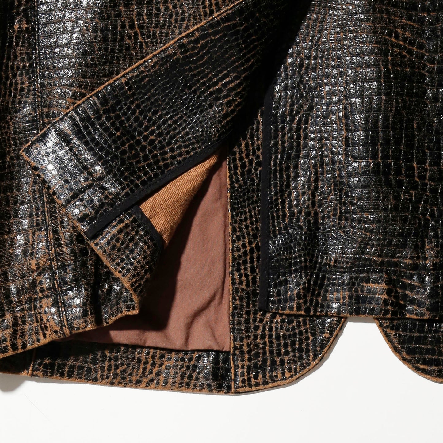 vintage 90's yoshiyuki konishi croc pattern leather tailored jacket