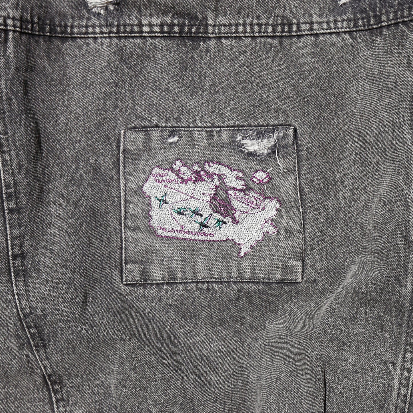 *one-off custom broken trucker jacket with boa lining/aging kapper badge